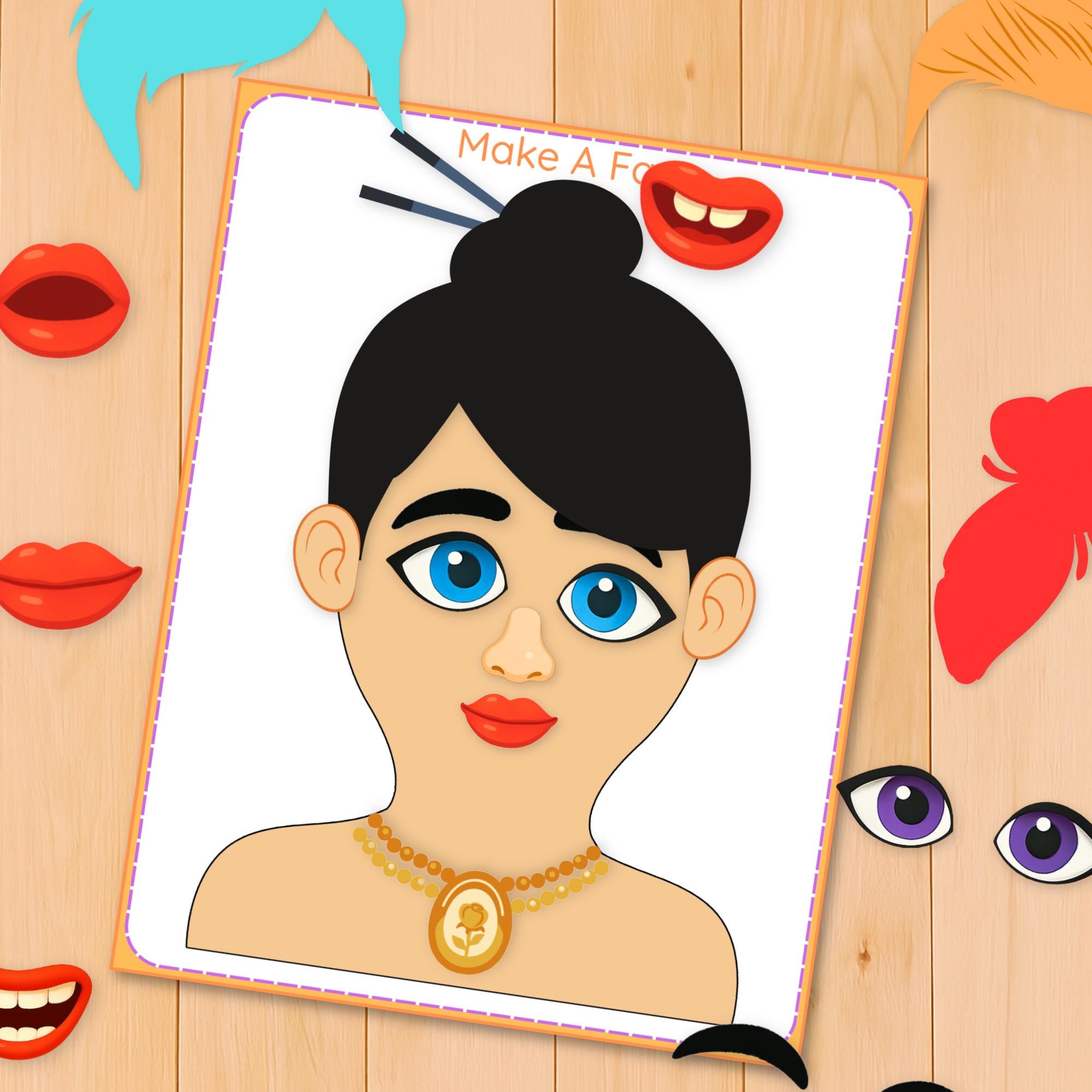 Face Creation Activity for Kids, Printable Facial Features Craft Game ...