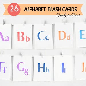 ABC Flash Cards, Educational Cards, A to Z Cards, Learn ABC, Alphabet Flash Cards, Rainbow Colors Alphabet for Kids