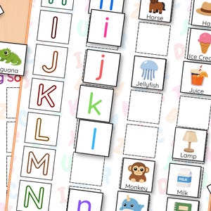 May include: A set of educational alphabet flashcards with colourful illustrations. The cards display letters of the alphabet, alongside images such as an iguana, jellyfish, and monkey. Designed for early learning.