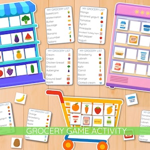 Shopping Activity game, Market Sorting activities, Grocery Store Pretend, shop time for preschool, kindergarten