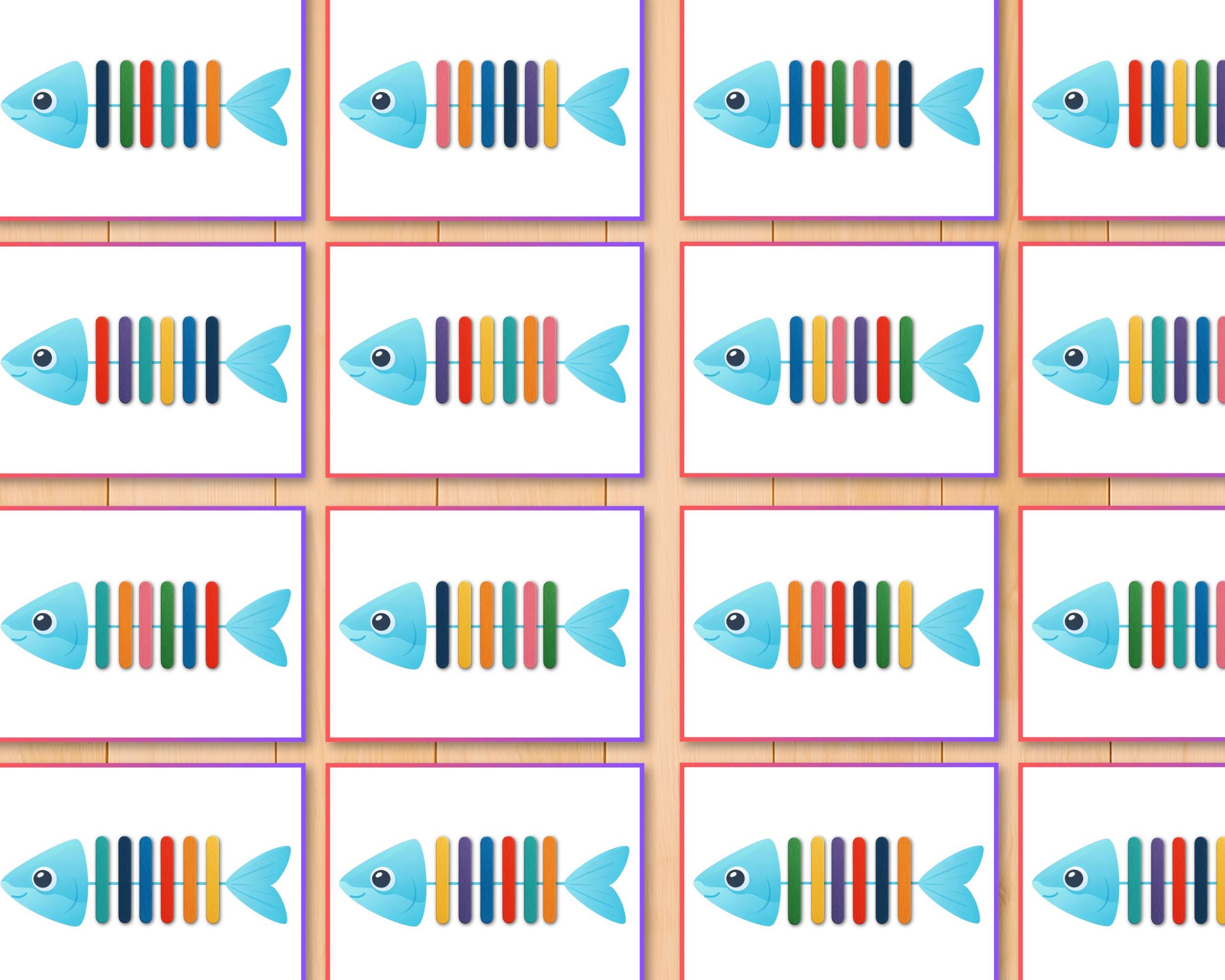Popsicle Stick Color Sorting Cards, Fine Motor Skills, Preschool ...