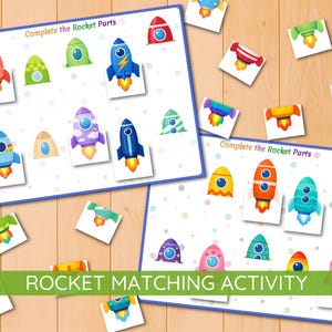 Rocket Matching Activity, Space Puzzle Game, Visual activities, preschool worksheets, space busy book, montessori