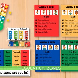 Lot de zones d'autorégulation, Outils pour un coin apaisant, Autisme, Cartes mémoire sur les régulations émotionnelles, Outil TSA, TDAH