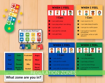 Self Regulation Zones Bundle, Calming Corner Tools, Autism, Emotional Regulations Flashcards, ASD Tool, ADHD
