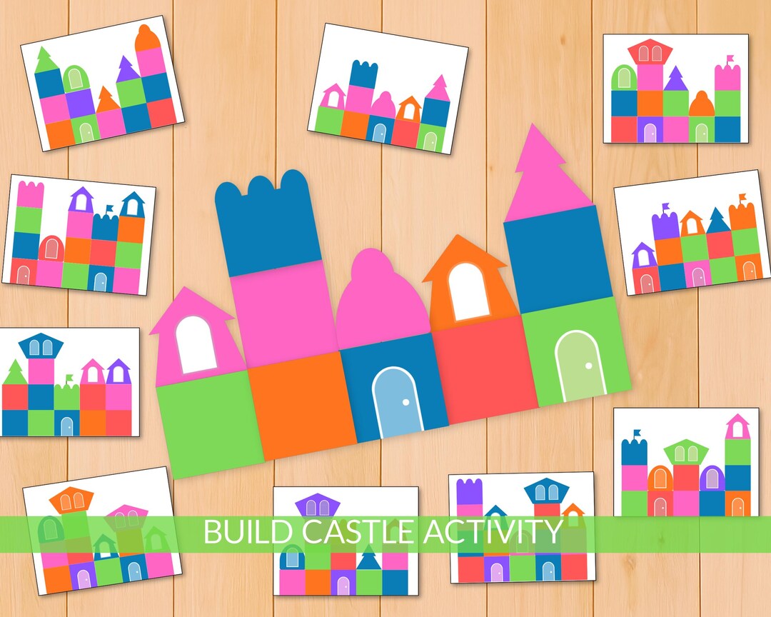 Castle Building Activity Cards for Kids, Printable Castle Puzzle Game ...