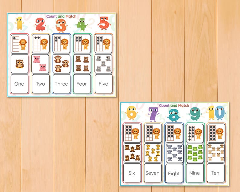 Count and Match Activity 1 10, Number Representation Matching for ...