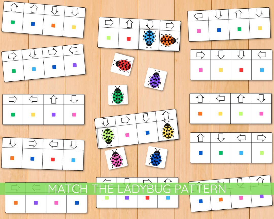 Ladybug Pattern Activity, Direction and Color Matching Game, Early STEM ...