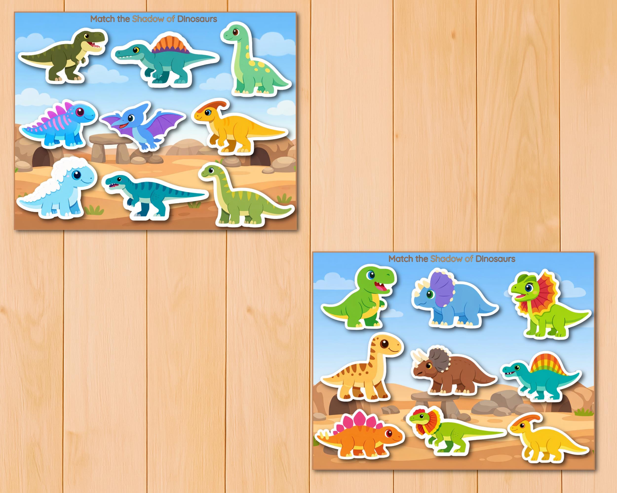 Dinosaur Shadow Matching Activity, Preschool Visual Game, Sorting ...