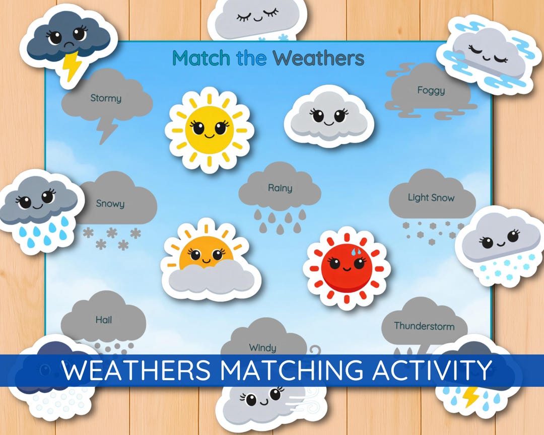Weather Shadow Mathcing Game Weather Matching Activity, Weathers Shadow Game, Preschool Science ...