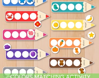 Color sorting Activity with Pencil Templates. preschool cirruculum, color Game for Toddlers, montessori, toddler