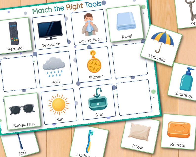 functional matching for kids
object purpose worksheet