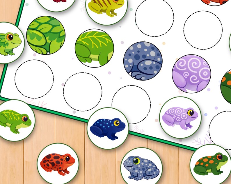 Frogs Close up Matching Activity, Visual Discrimination Game, Preschool ...