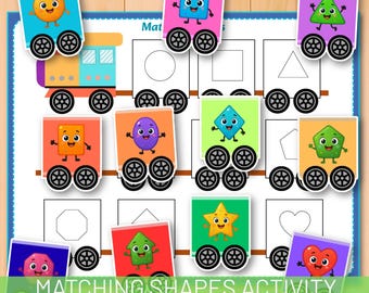 Shape Matching game, 2D Geometric Shapes, sorting Activity for Toddlers and Preschoolers, educational activities