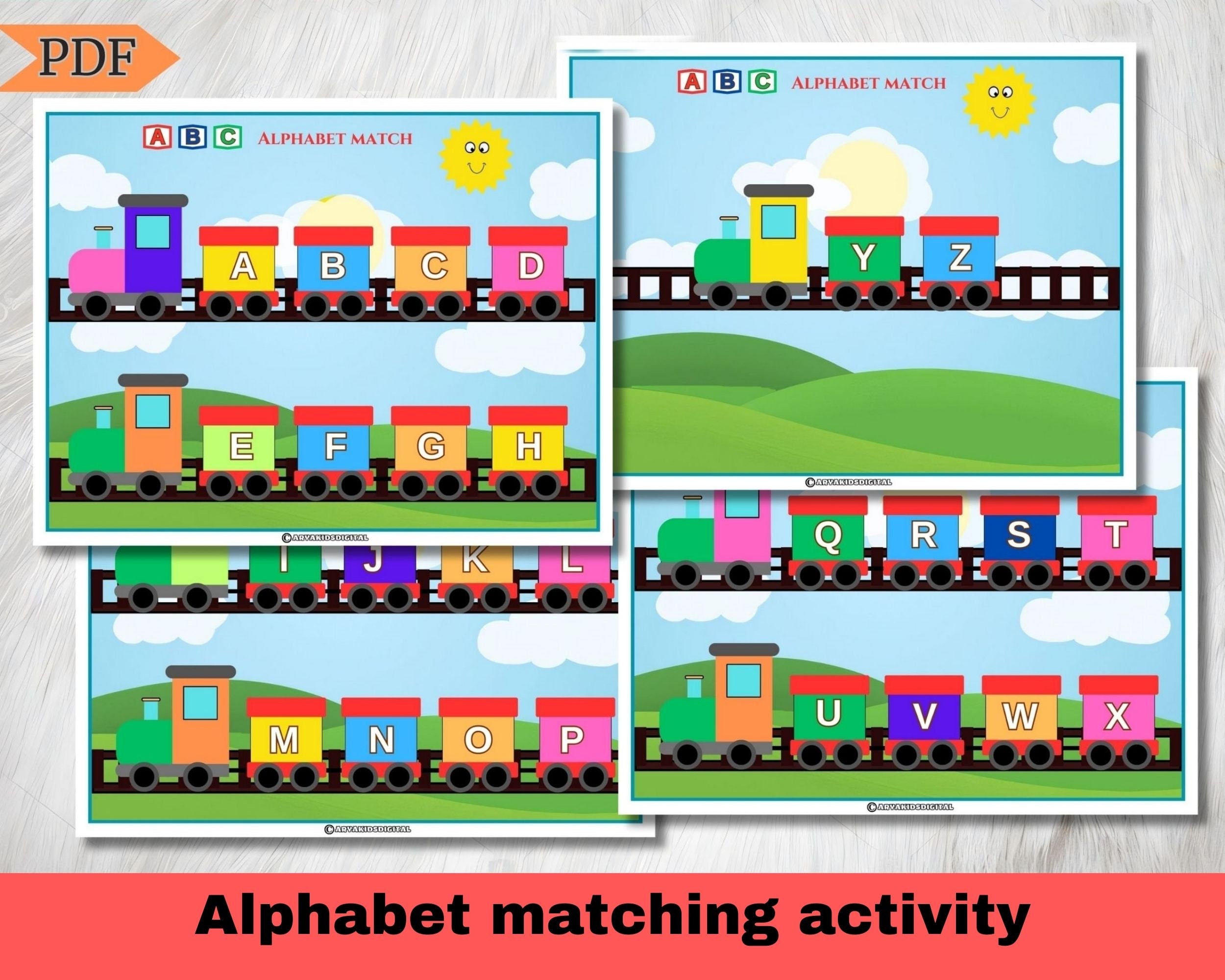 Printable Alphabet Matching for Preschoolers, Toddler Worksheet