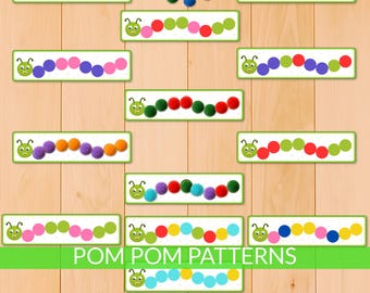 Caterpillar Pom-Pom Pattern Activity, Color Matching Game, Fine Motor Skills Worksheet, montessori activities
