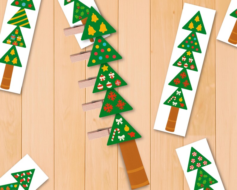 Christmas Tree Pattern Game, Fine Motor Skills, Logic Activities, Cut ...