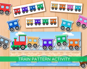 Train Pattern Activity, Preschool Matching Game, Learning Activities for Kids, kindergarten, toddler, autism activities