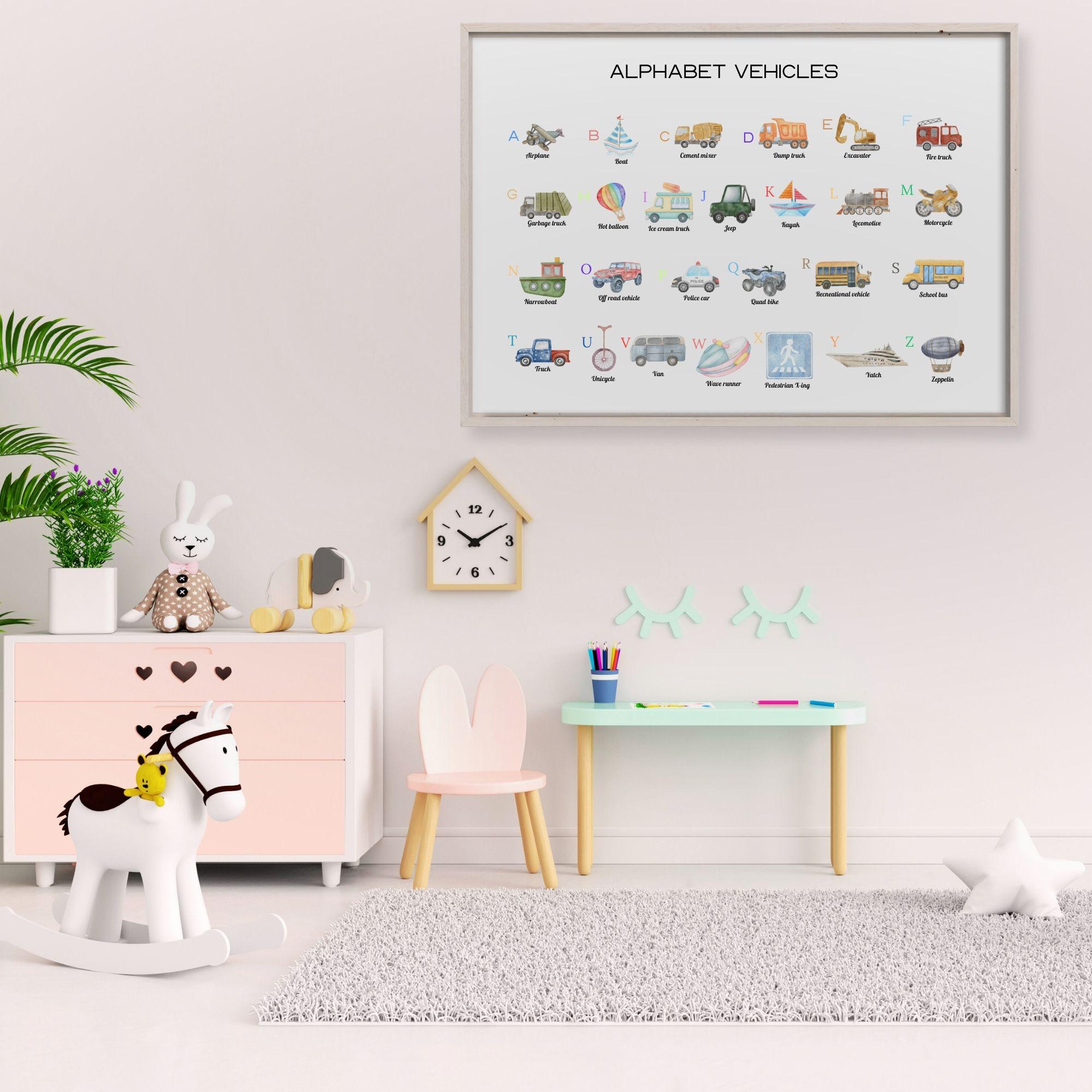 Transportation Alphabet Poster, Printable Vehicle ABC Print