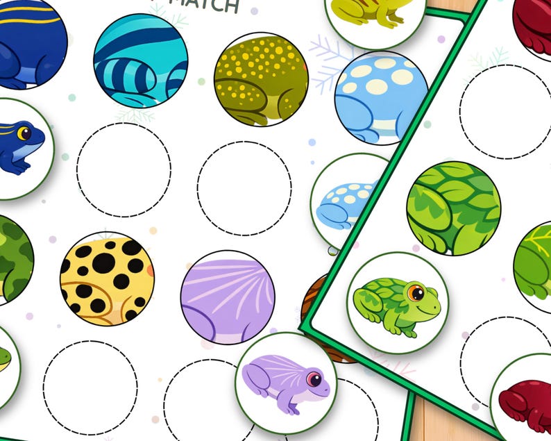 Frogs Close up Matching Activity, Visual Discrimination Game, Preschool ...