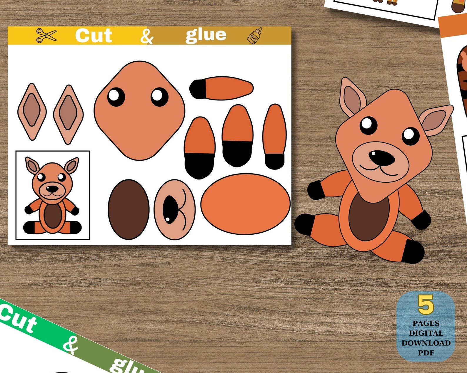 Printable Cut and Paste Animal Craft, Paper Animal, Create Your Own