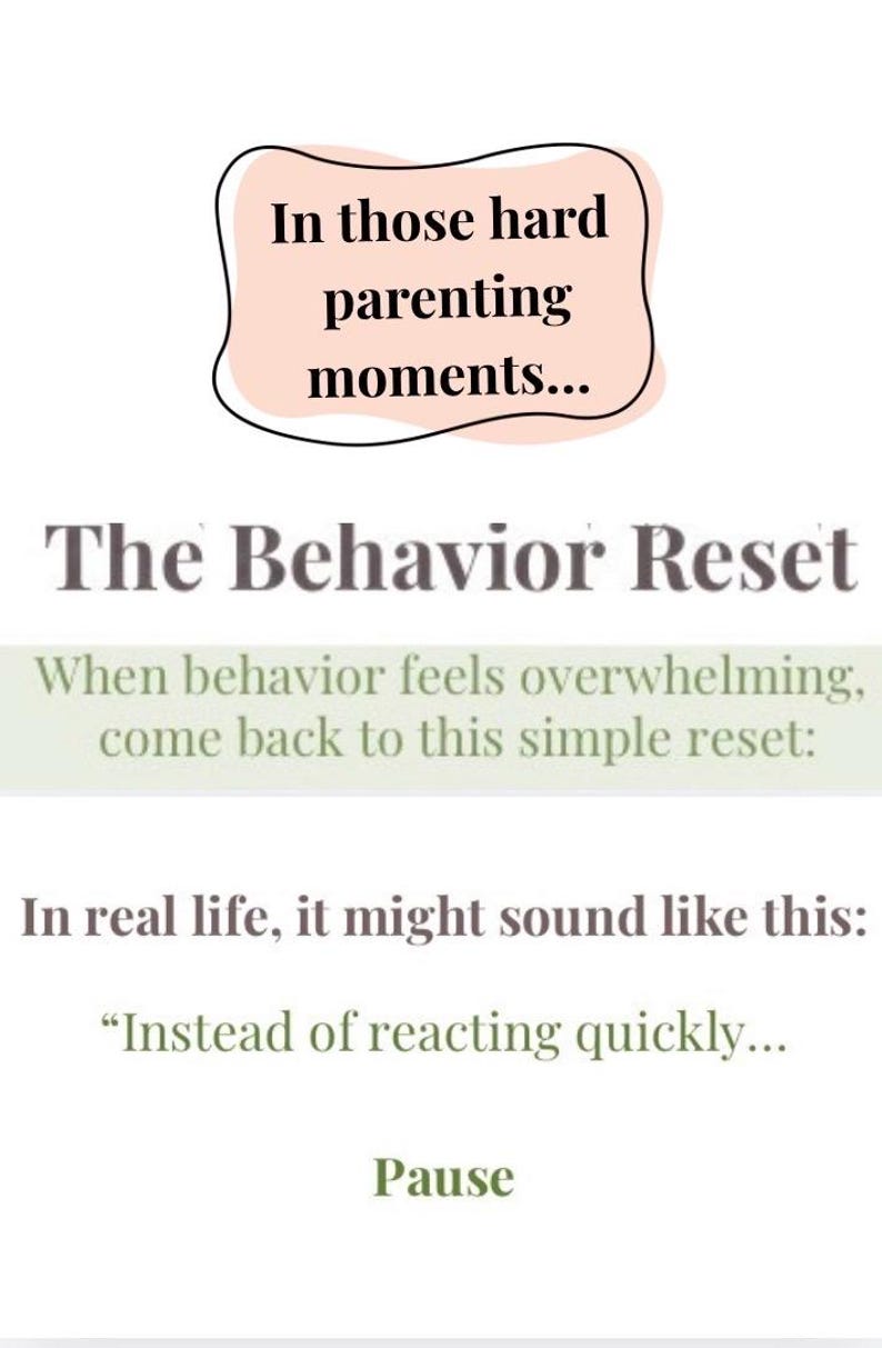 Calm Parenting Script Printable | Behavior Reset Tool | What to Say ...
