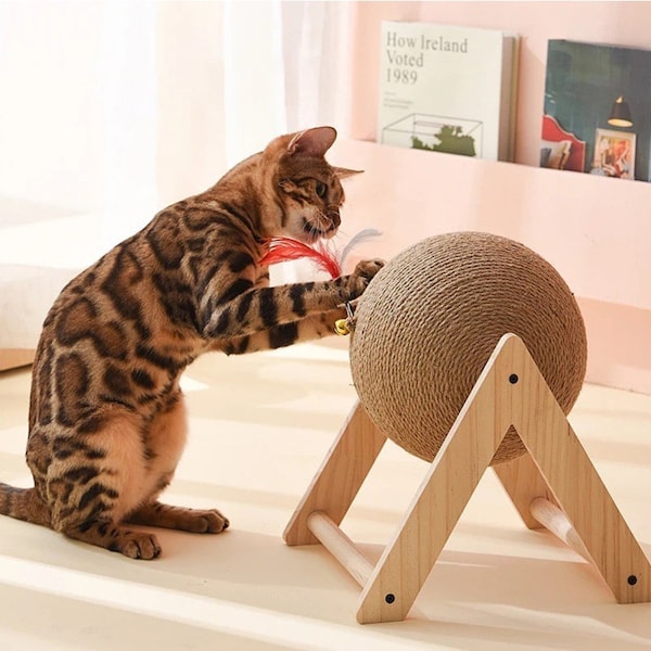 Cat Scratchering Post Cat Scratcher Protecting Furniture Cat Scratch Pad, Cardboard Cat Scratching with Roller Ball Toy holder Cat Toy
