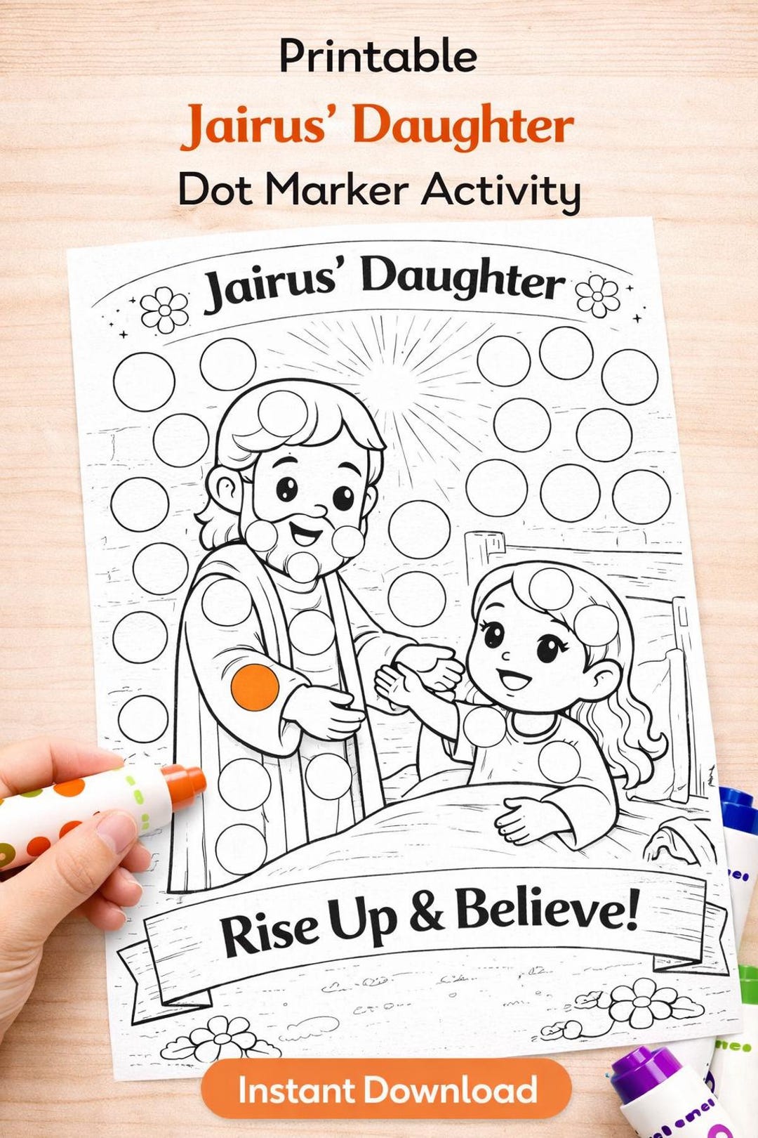 Jairus' Daughter Dot Printables Bundle Bible Story Craft (digital
