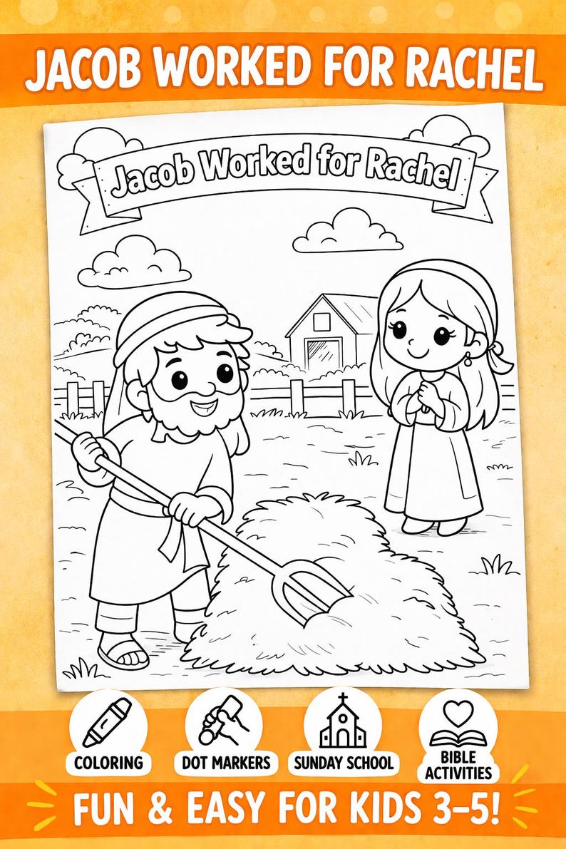 Jacob Worked for Rachel Coloring Page | Sunday School Craft | Preschool ...
