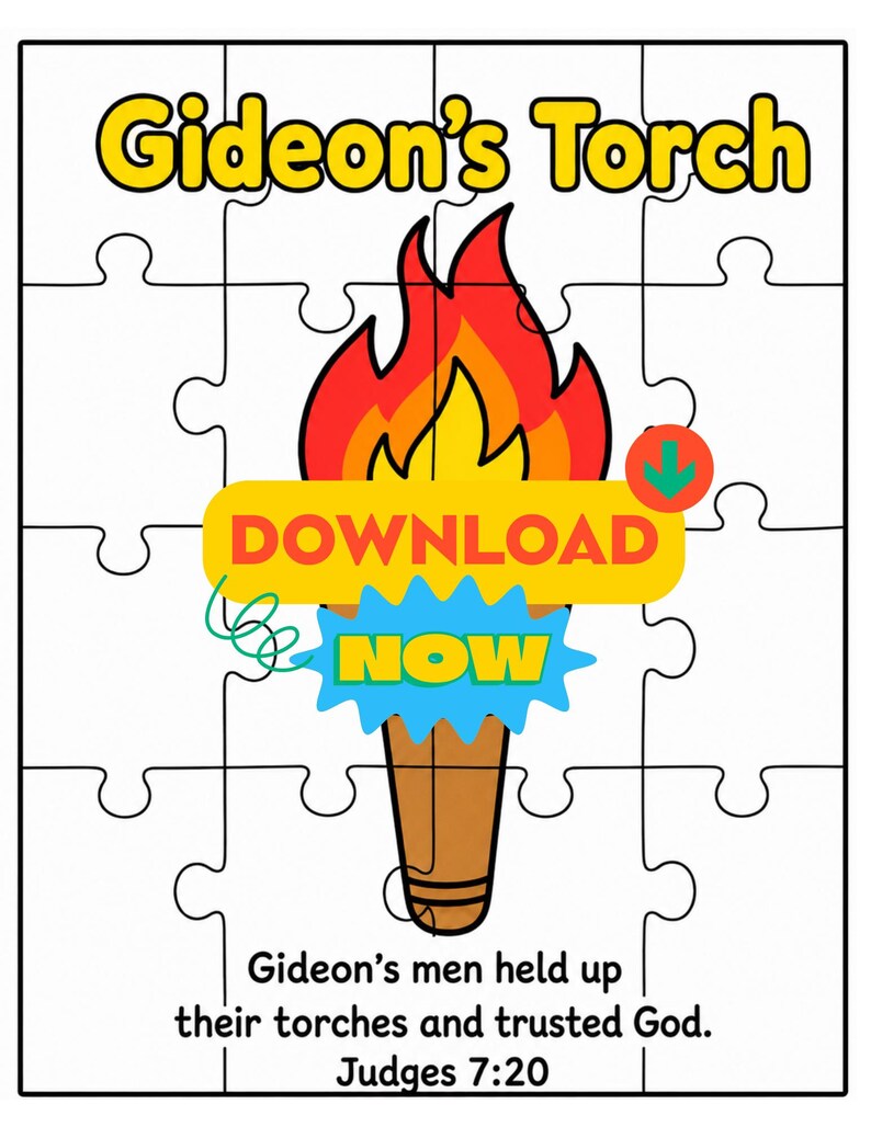 Gideon’s Torch Puzzle Activity Printable, Sunday School Bible Brain ...