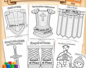 Armor of God Bible Dot Marker Sunday School Church Craft 7 pages Bundle