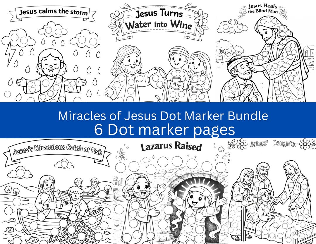 Miracles of Jesus Dot Marker Bundle | Bible Story Crafts| Sunday School ...