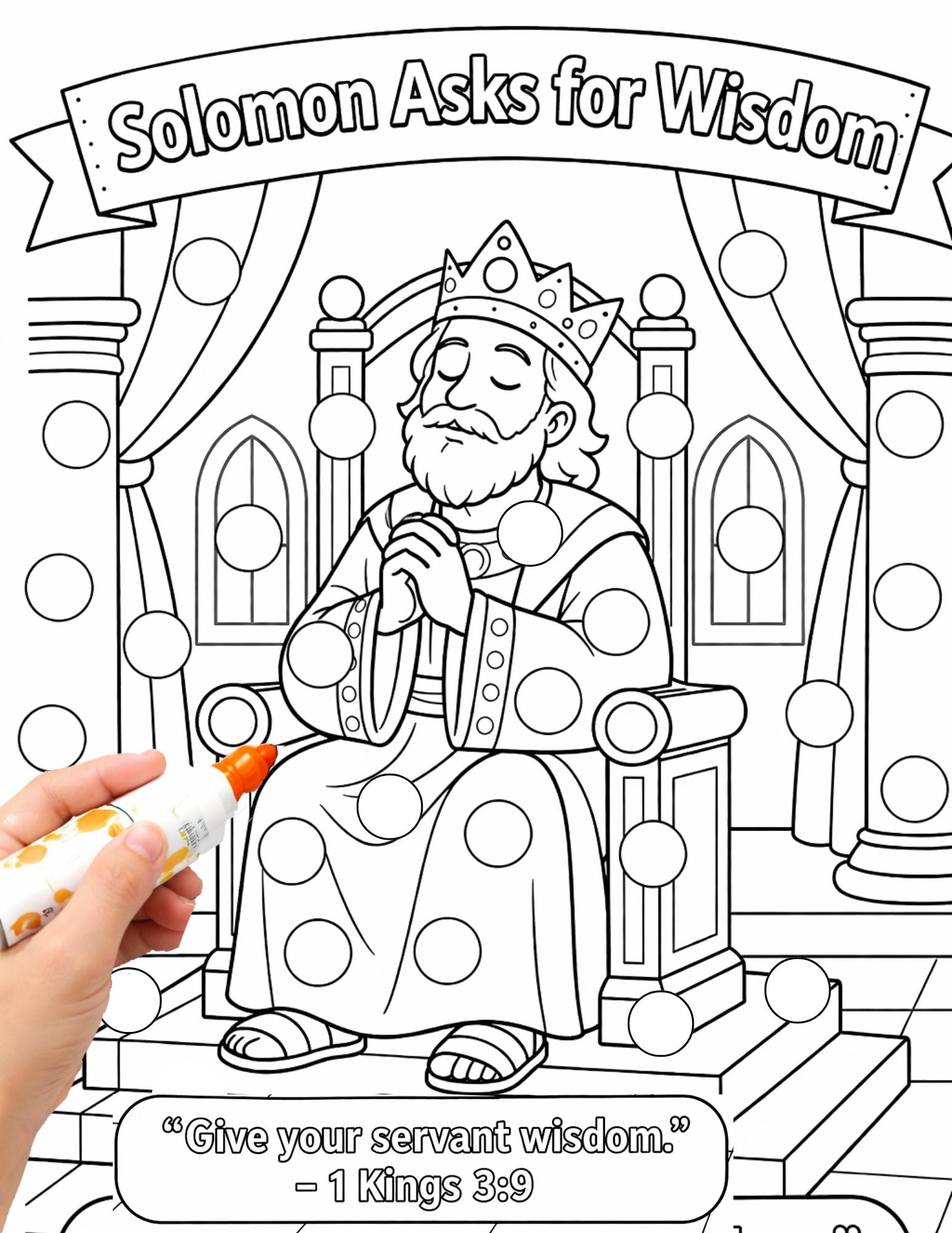 King Solomon Dot Marker Printable | Sunday School Craft | Preschool Dot ...