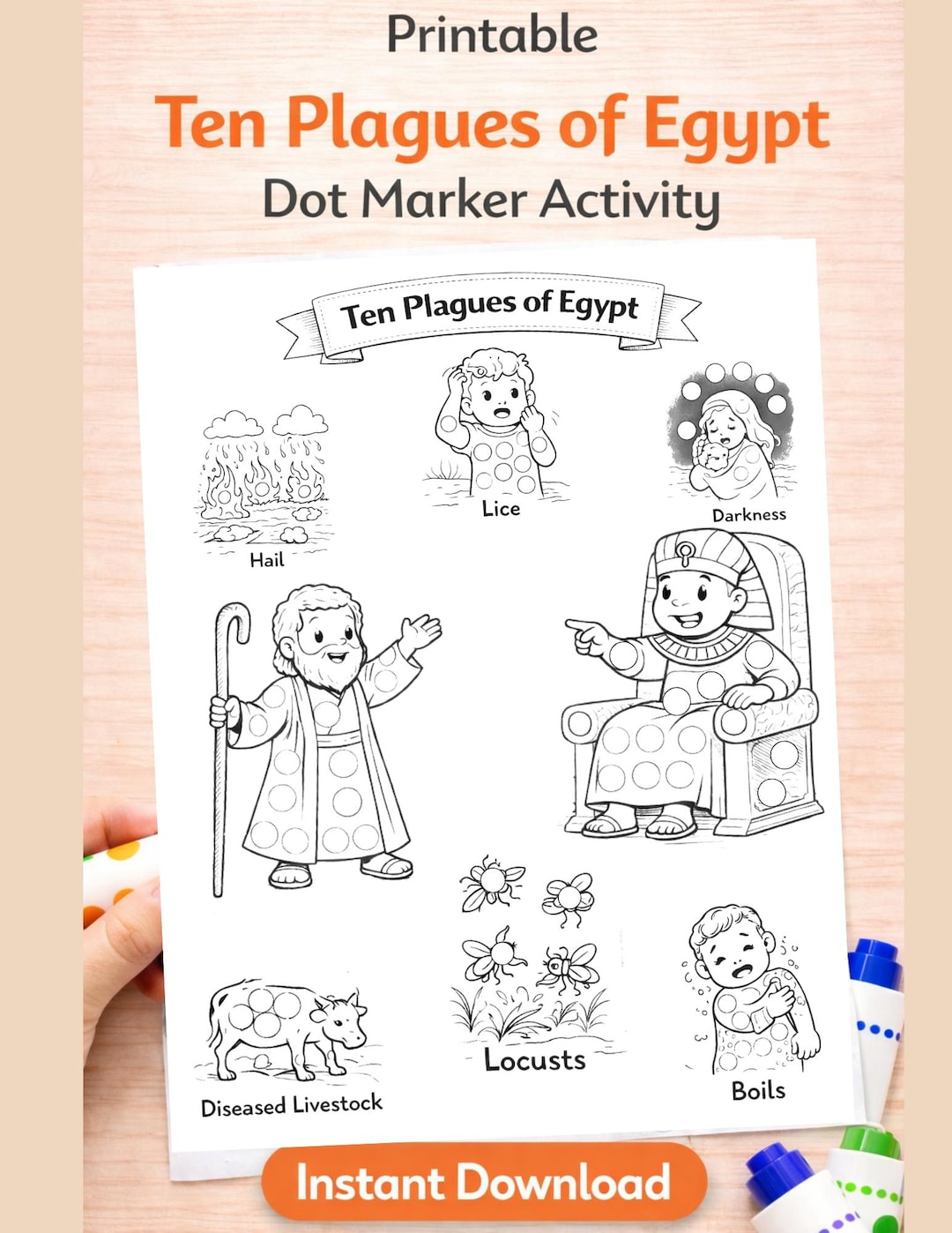 Ten Plagues of Egypt Dot Printable| Bible Lesson Craft for Kids | Moses ...