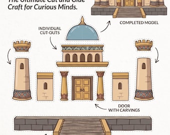 Manualidad de papel del Templo de Salomón / Manualidad para la escuela dominical / Preescolar