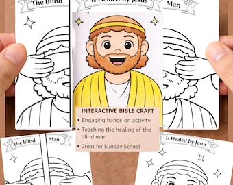 Jesus Heals Blind Man Craft | Bible Coloring Page (John 9:25) Digital Download