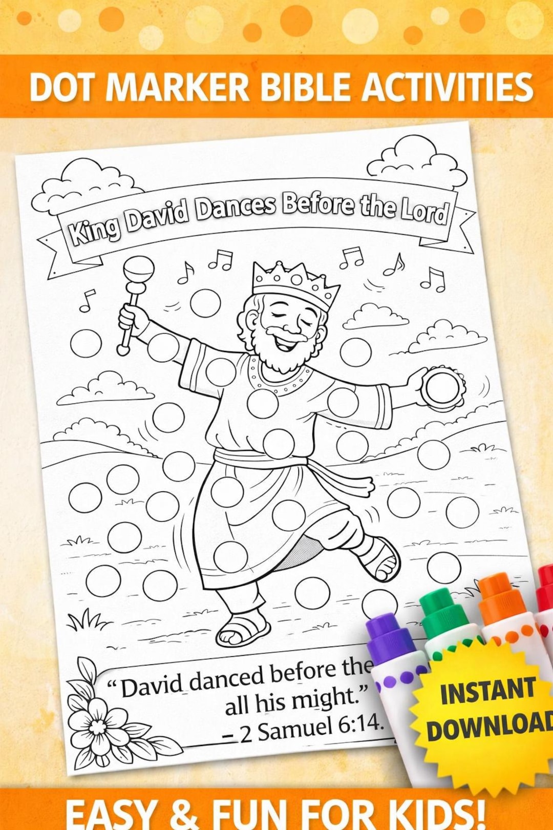 King David Dancing Dot Marker Printable | Sunday School Craft ...
