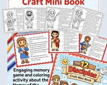 Minilivro de atividades dos Doze Discípulos | Jogo de colorir e da memória bíblico (Download em PDF)