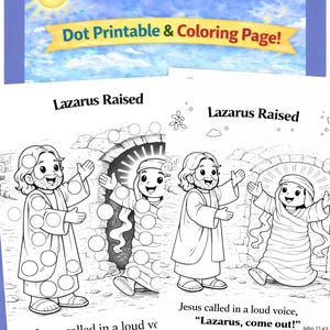 Lazarus Raised Dot Printable and coloring page | Jesus Bible Craft (Digital Download)| Preschool Dot Marker