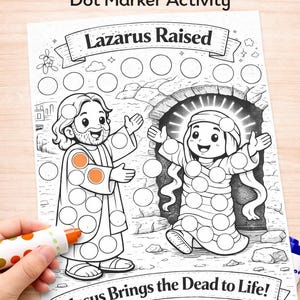 Lazarus Raised Dot Printable | Jesus Bible Craft (Digital Download)| Preschool Dot Marker