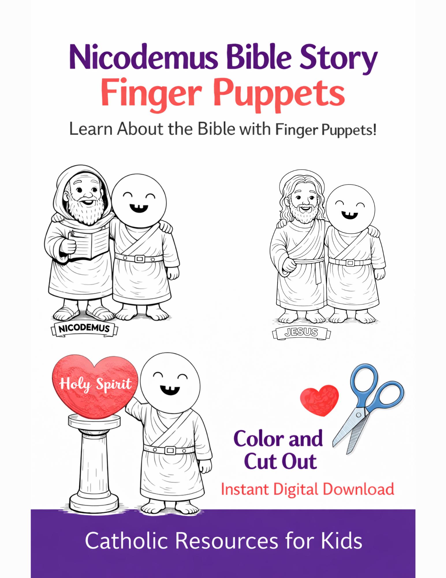 Nicodemus Bible Story Finger Puppets | Jesus & Holy Spirit Craft ...
