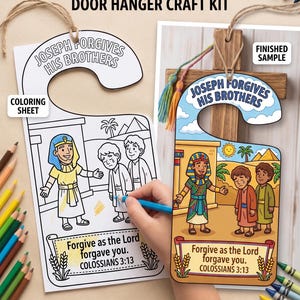 knutselwerkje: Deurhanger met de Bijbel als thema Jozef vergeeft zijn broers | Kleuractiviteit voor de zondagsschool