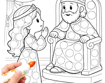 Queen Esther Dot Printable | Bible Craft for Kids | Trusted God & Saved Her People | Sunday School Activity| Preschool Dot Marker