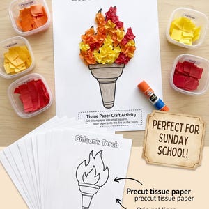 Gideon Torch Tissue paper craft, Gideon printable, Sunday School Craft (Digital Download) | Preschool Dot Marker
