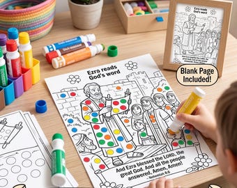 Ezra Reads God's Word Dot Printable | Bundle Bible Craft (Digital Download)