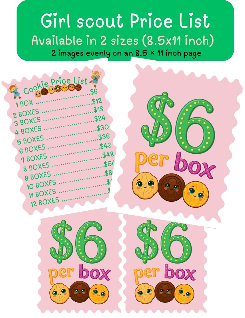 Girl Scout Cookie Price Chart & Sign (digital Download) - Etsy