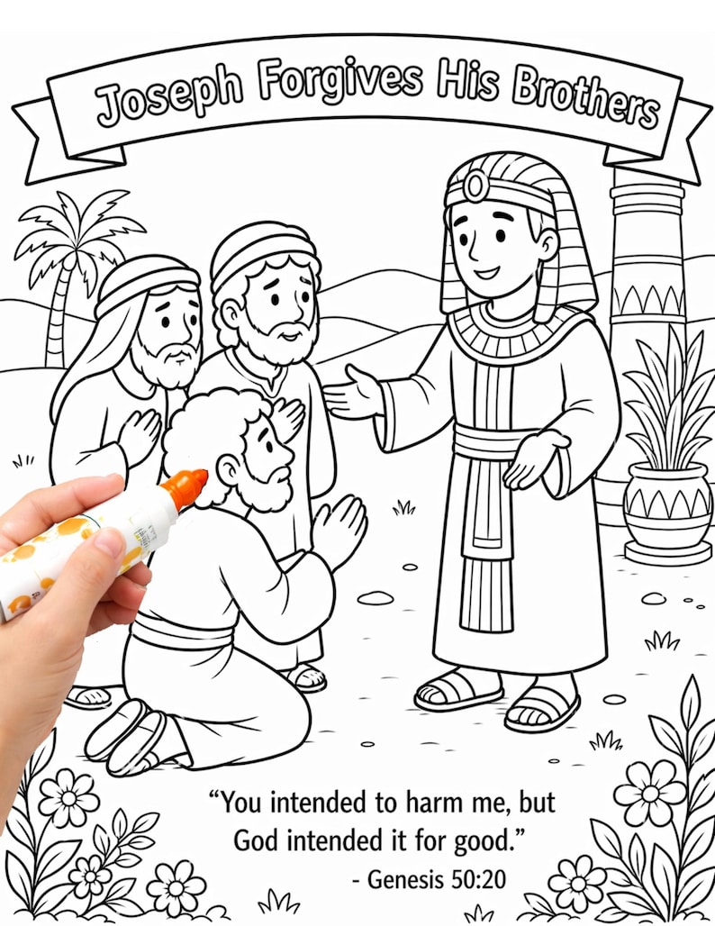 Joseph Forgives His Brothers Coloring Page , Joseph Craft , Bible Story ...