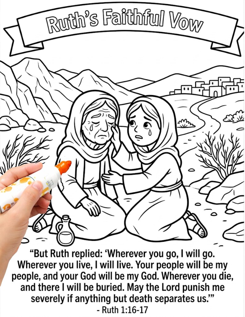 St Ruth Famous Line Ruth and Naomi Coloring Page | Bible Story Printables (digital Download ...