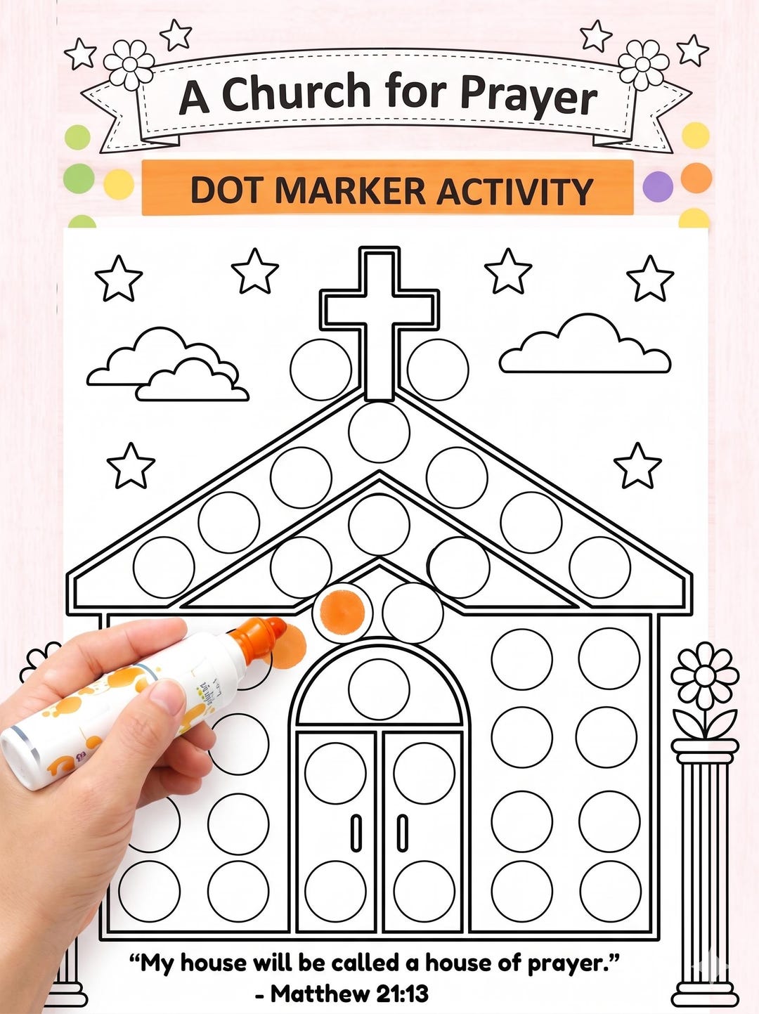 Church Dot Marker Activity Page – Bible Verse Coloring for Toddlers - Etsy