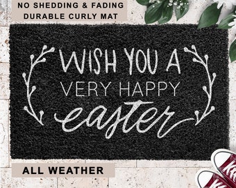 Wish You A Very Happy Easter Doormat,  Welcome Mat, Housewarming Gift, Festive Doormat,  Funny Doormat, Curly mat ,Happy Easter Day, KVR-134