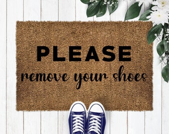 Welcome Please Remove Your Shoes Doormat, Lose the Shoes, Home Decor, Front Door Mat, Housewarming Gift All Weather Durable Curly Coir-12